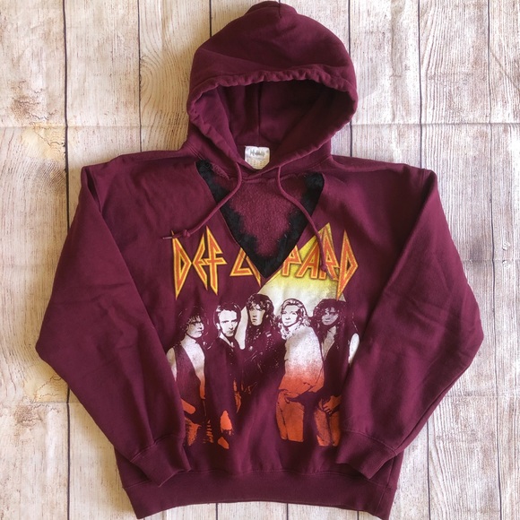 def leppard Tops - Def Leppard Hoodie Sweatshirt EUC Lace Small